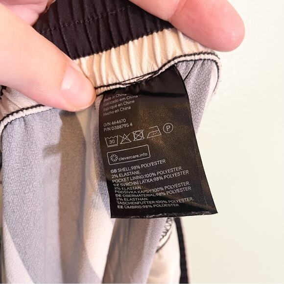 H&M Striped Drawcord Waist Straight Leg Pull-On Pants Black Size 10 - Picture 2 of 14